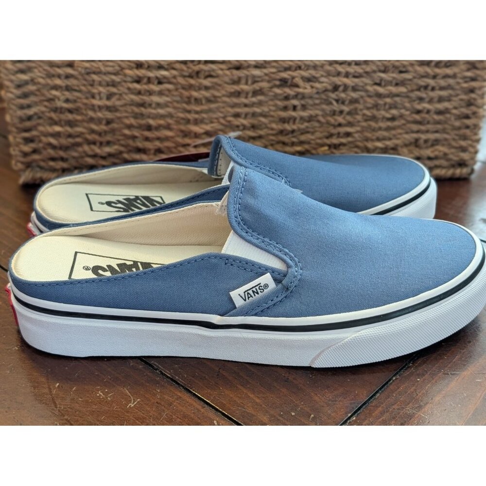 Vans Blue Canvas Slip-On Mule Sneakers Size 4.5 Mens Casual Skate Shoes
